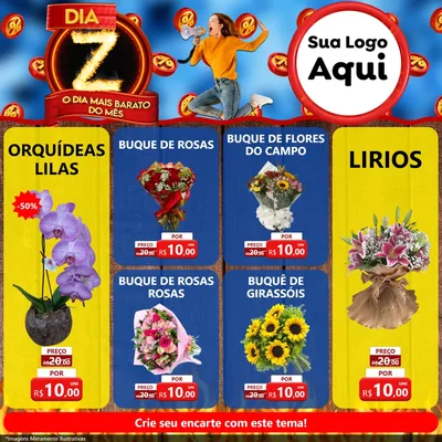 Modelo de Rede Social para Feed Facebook com o tema Dia Z - O Dia Mais Barato Do Mês para Floricultura e jardim