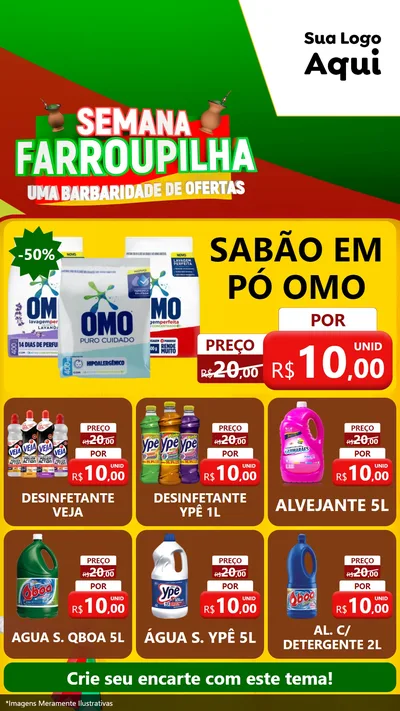 Modelo de Rede Social para Stories com o tema Semana Farroupilha - Uma Barbaridade de Ofertas para Produtos de Limpeza