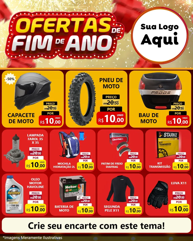 Modelo de Rede Social para Feed Instagram com o tema Ofertas de Fim de Ano para Moto peças
