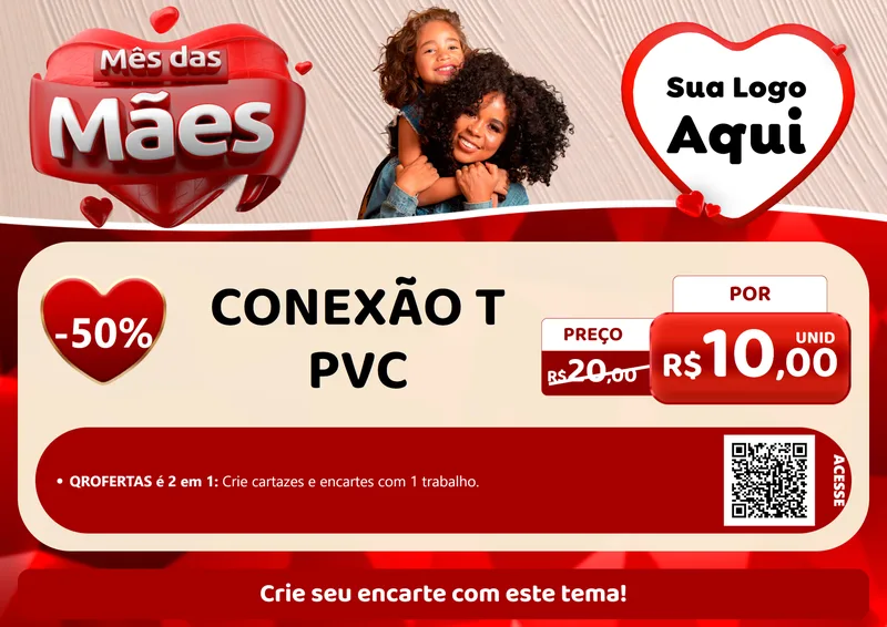Modelo de Cartaz para Cartaz A4 Horizontal com o tema Mês das Mães para Tubos e conexões