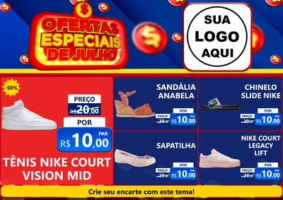 Modelo de Encarte para Encarte A4 Horizontal com o tema Ofertas Especiais de Julho para Calçados