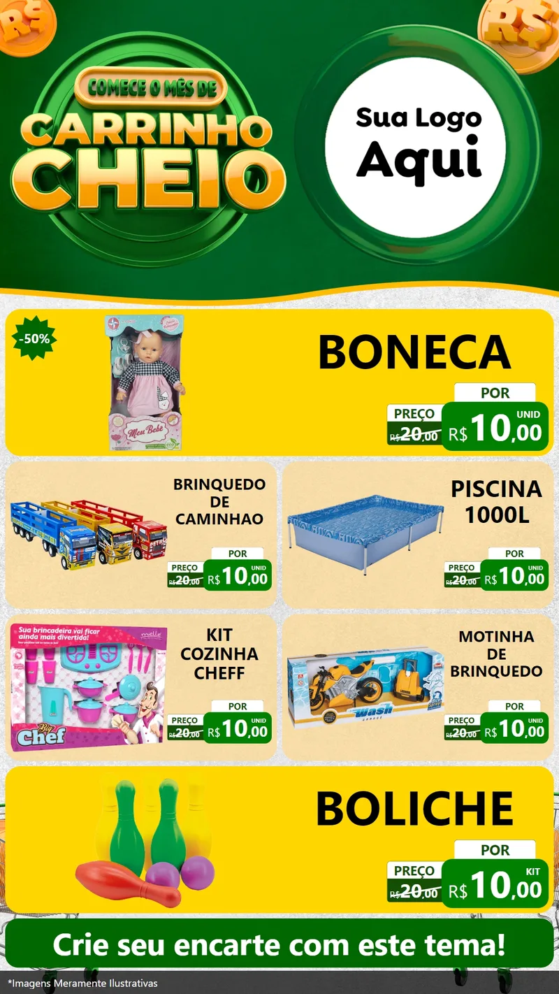 Modelo de TV para TV Vertical com o tema Carrinho Cheio para Brinquedos