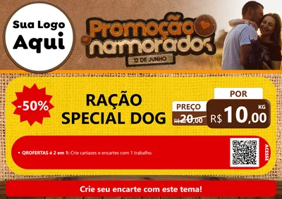 Modelo de Cartaz para Cartaz A4 Horizontal com o tema Promoção Namorados para Pet Shop