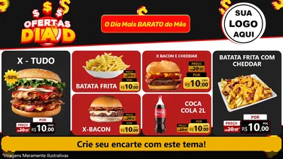 Modelo de TV para TV Horizontal com o tema Ofertas Dia D para Hamburgueria