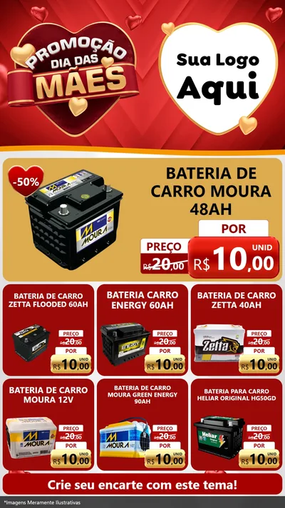 Modelo de Rede Social para Stories com o tema Promoção Dia das Mães para Baterias Elétricas