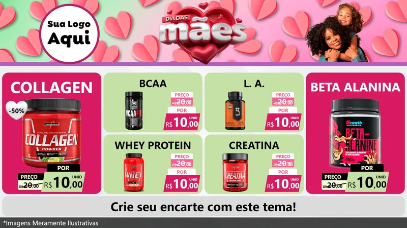 Modelo de TV para TV Horizontal com o tema Dia das Mães para Suplementos alimentares