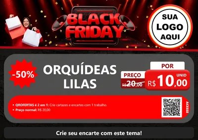 Modelo de Cartaz para Cartaz A4 Horizontal com o tema Black Friday para Floricultura e jardim