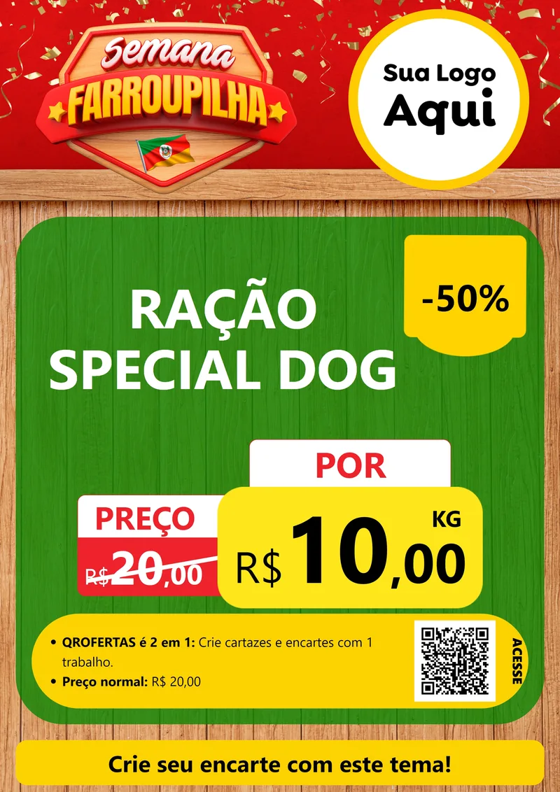Modelo de Cartaz para Cartaz A4 Vertical com o tema Semana Farroupilha para Pet Shop