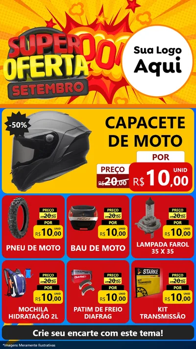 Modelo de Rede Social para Stories com o tema Super Oferta Setembro para Moto peças