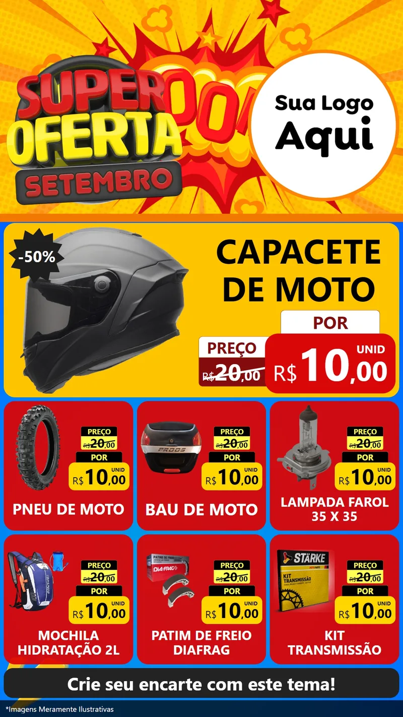 Modelo de Rede Social para Stories com o tema Super Oferta Setembro para Moto peças