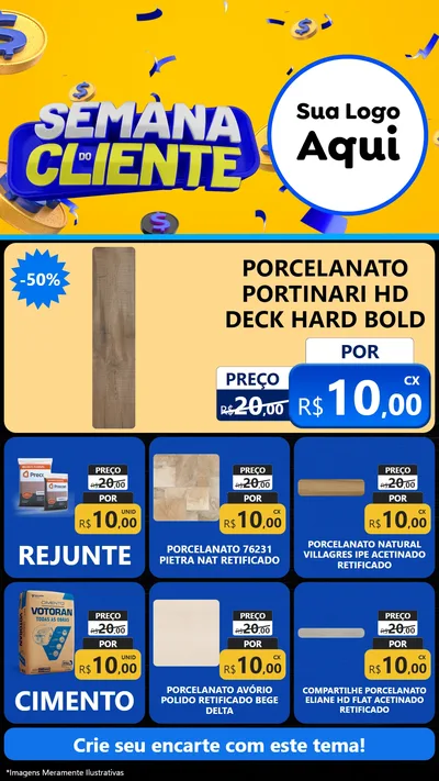 Modelo de Rede Social para Stories com o tema Semana do Cliente para Pisos e revestimentos