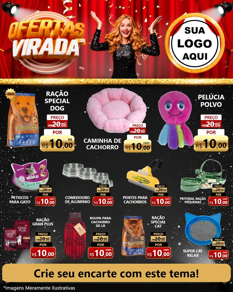 Modelo de Rede Social para Feed Instagram com o tema Ofertas da Virada para Pet Shop