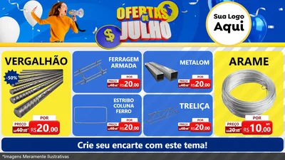 Modelo de TV para TV Horizontal com o tema Ofertas de Julho para Ferragens