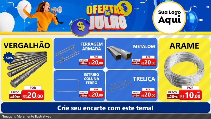 Modelo de TV para TV Horizontal com o tema Ofertas de Julho para Ferragens
