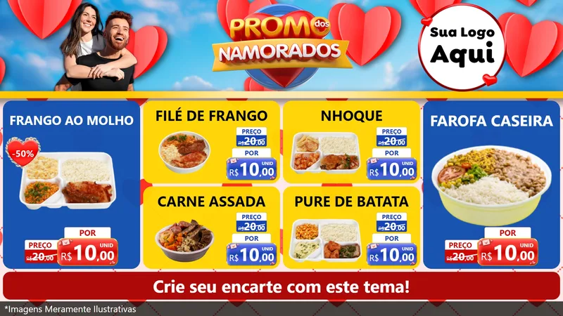 Modelo de TV para TV Horizontal com o tema Promo dos Namorados para Restaurante