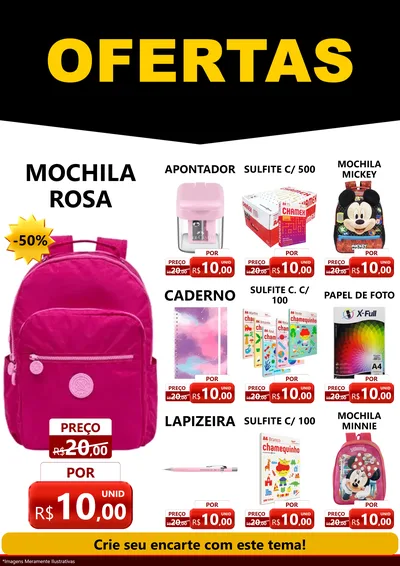 Modelo de Encarte para Encarte A4 Vertical com o tema Ofertas Preto e Vermelho Cartaz para Papelaria