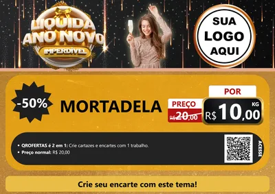 Modelo de Cartaz para Cartaz A4 Horizontal com o tema Liquida Ano Novo Imperdível para Frios e Laticínios