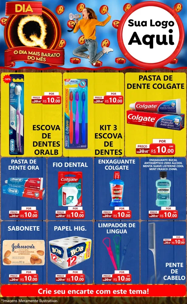 Modelo de Encarte para Encarte Grande com o tema Dia Q - O Dia Mais Barato Do Mês para Higiene Pessoal