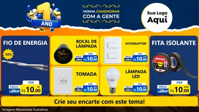 Modelo de TV para TV Horizontal com o tema Um Ano de Aniversário para Materiais Elétricos