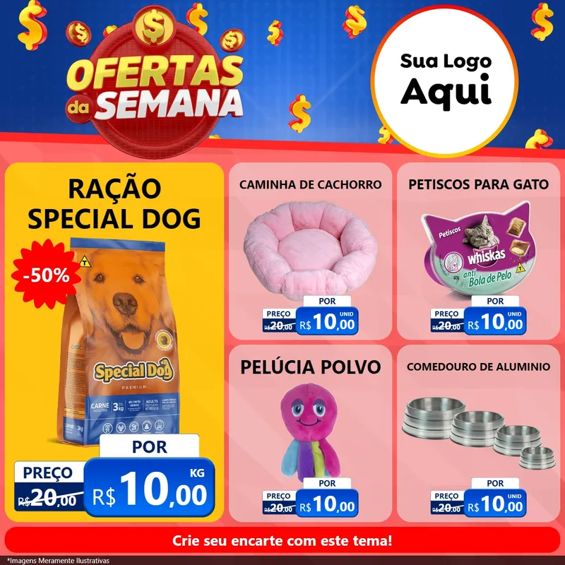 Modelo de Rede Social para Feed Facebook com o tema Ofertas Da Semana para Pet Shop