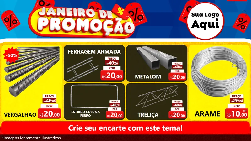 Modelo de TV para TV Horizontal com o tema Janeiro de Promoção para Ferragens