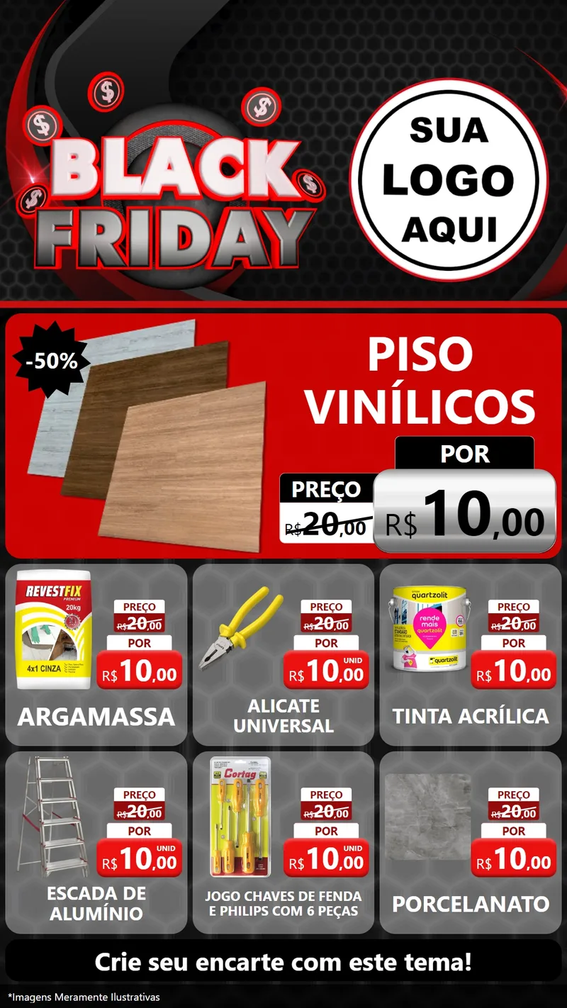 Modelo de Rede Social para Stories com o tema Black Friday para Material para Construção