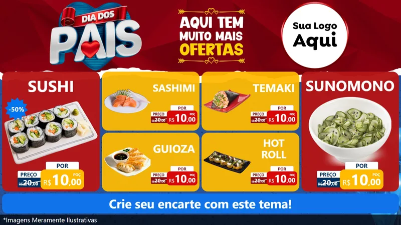 Modelo de TV para TV Horizontal com o tema Dia dos Pais para Comida japonesa