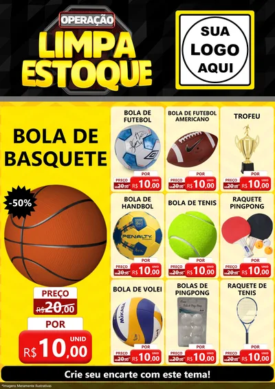 Modelo de Encarte para Encarte A4 Vertical com o tema Operação Limpa Estoque para Artigos Esportivos