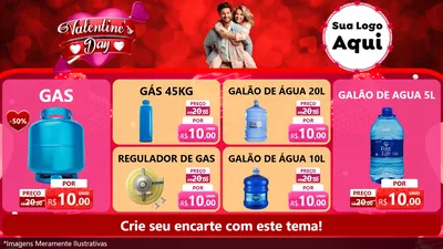 Modelo de TV para TV Horizontal com o tema Valentine's Day para Água e gás