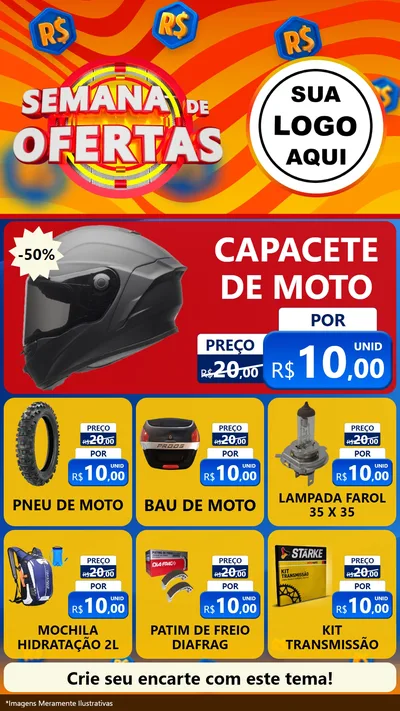 Modelo de Rede Social para Stories com o tema Semana de Ofertas para Moto peças