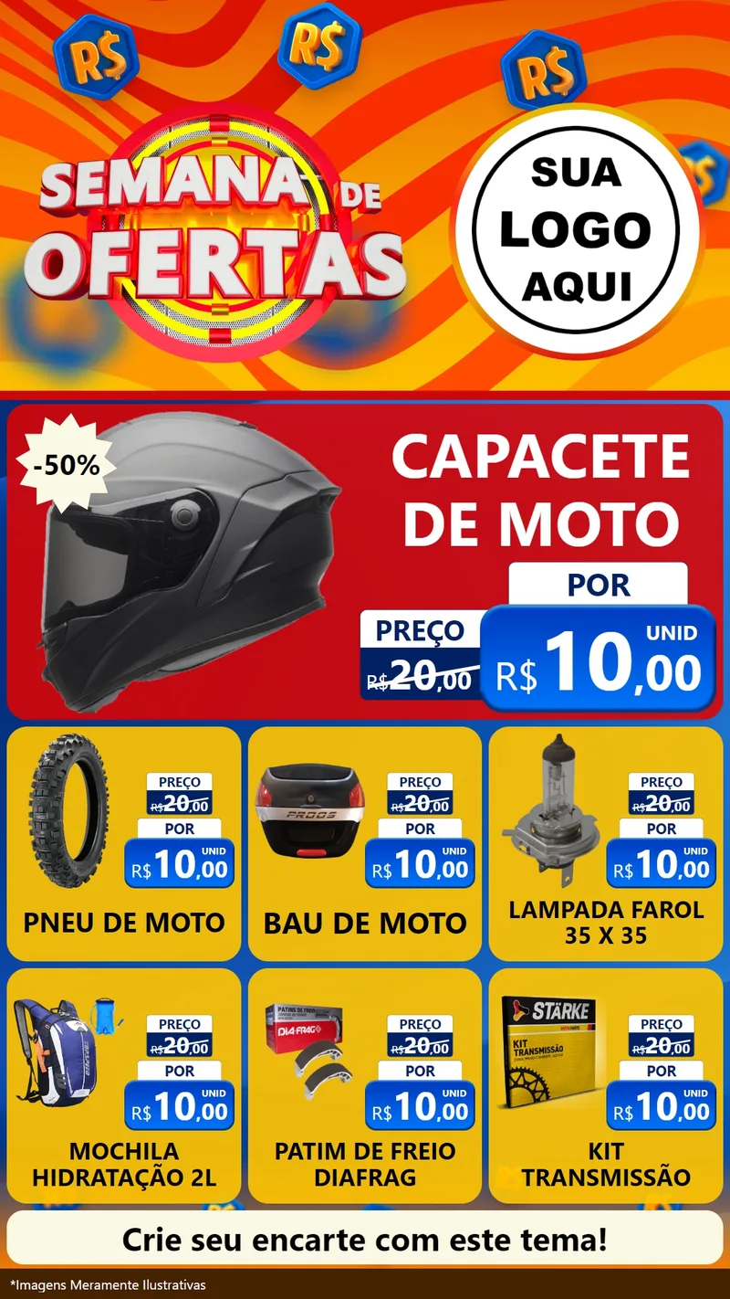 Modelo de Rede Social para Stories com o tema Semana de Ofertas para Moto peças