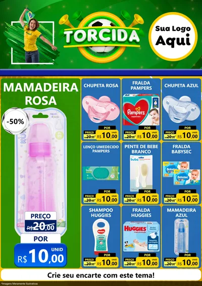 Modelo de Encarte para Encarte A4 Vertical com o tema Torcida para Bebês