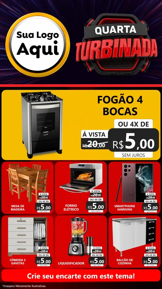 Modelo de Rede Social para Stories com o tema Quarta Turbinada para Móveis e Eletro