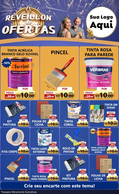 Modelo de Encarte para Encarte Grande com o tema Réveillon de Ofertas para Tintas e Ferramentas