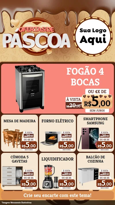 Modelo de Rede Social para Stories com o tema Ofertas de Páscoa para Móveis e Eletro