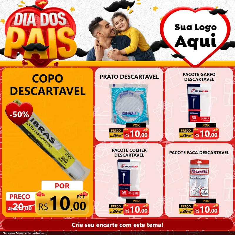 Modelo de Rede Social para Feed Facebook com o tema Dia dos Pais para Embalagens