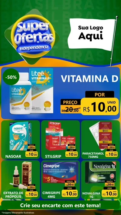 Modelo de Rede Social para Stories com o tema Super Ofertas de Independência para Farmácia