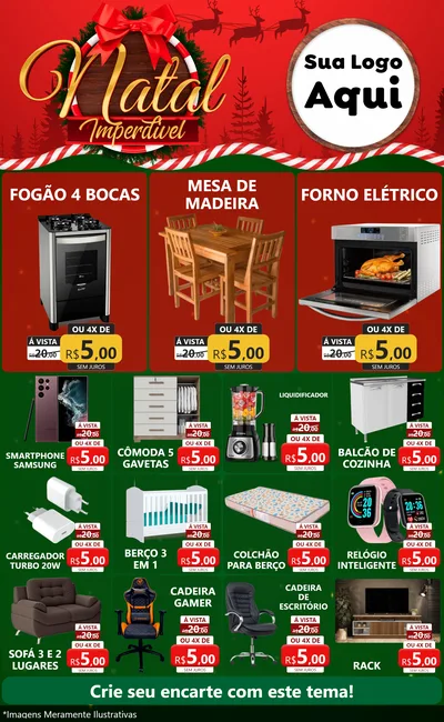 Modelo de Encarte para Encarte Grande com o tema Natal Imperdível para Móveis e Eletro