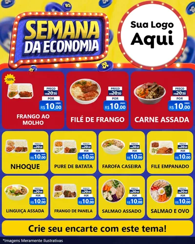 Modelo de Rede Social para Feed Instagram com o tema Semana da Economia para Restaurante