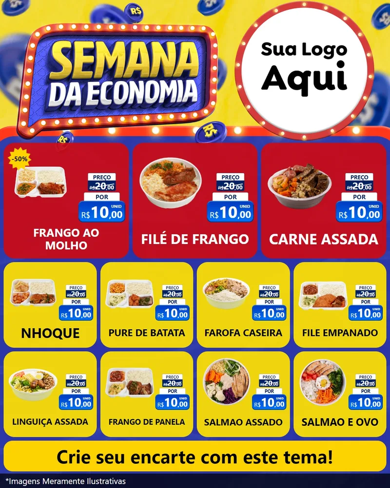 Modelo de Rede Social para Feed Instagram com o tema Semana da Economia para Restaurante