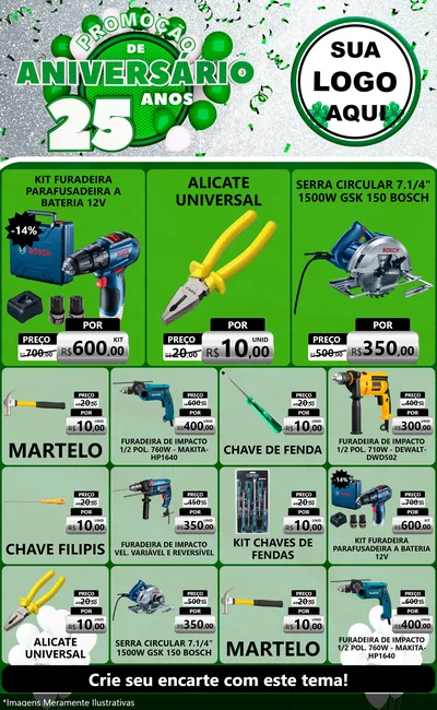 Modelo de Encarte para Encarte Grande com o tema Promoção de Aniversário - 25 Anos para Maquinas e Ferramentas