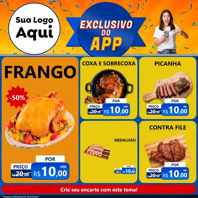 Modelo de Rede Social para Feed Facebook com o tema Exclusivo do Aplicativo para Assados