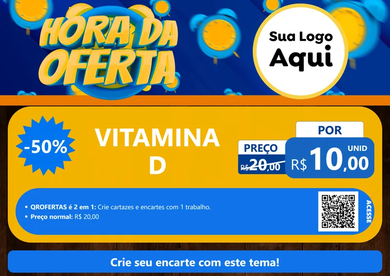 Modelo de Cartaz para Cartaz A4 Horizontal com o tema Hora da Oferta para Farmácia