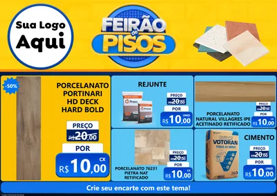Modelo de Encarte para Encarte A4 Horizontal com o tema Feirão de Pisos para Pisos e revestimentos