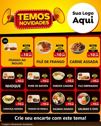 Modelo de Rede Social para Feed Instagram com o tema Temos Novidades para Restaurante