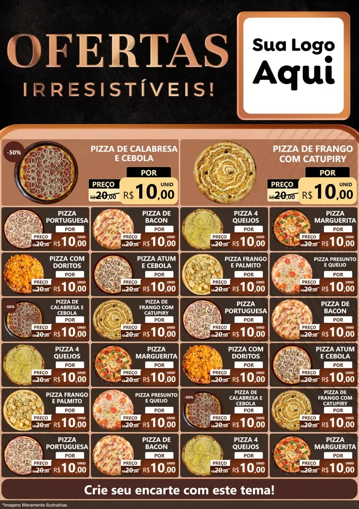 Modelo de Encarte para Encarte A4 Vertical com o tema Ofertas Irresistíveis! para Pizzaria