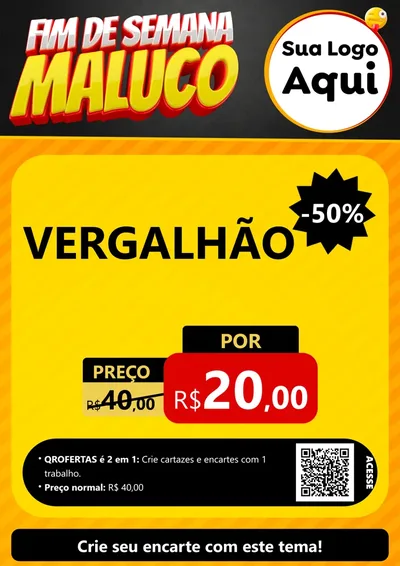 Modelo de Cartaz para Cartaz A4 Vertical com o tema Final de Semana Maluco para Ferragens