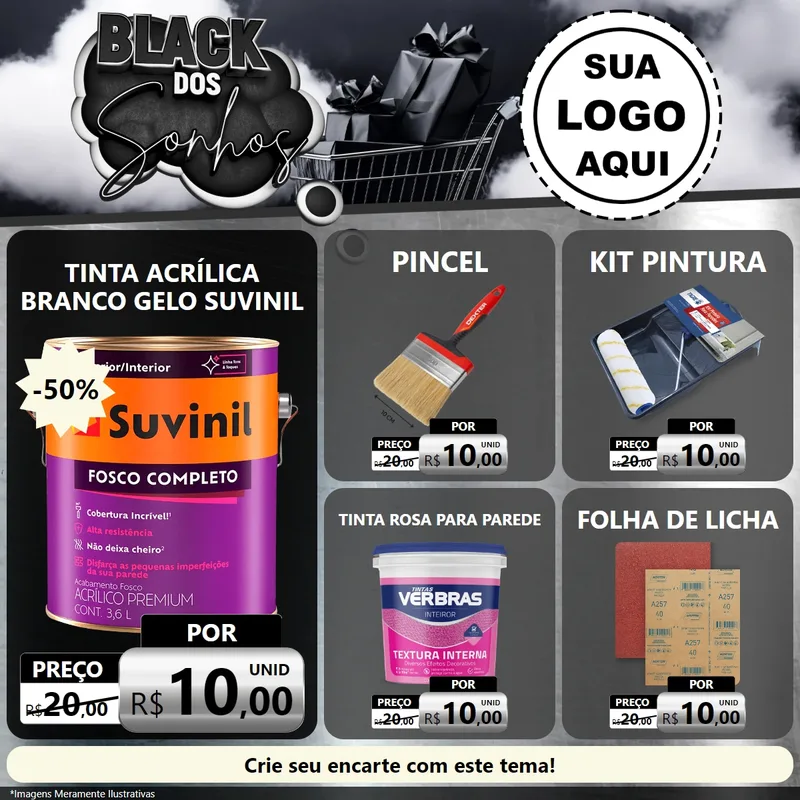 Modelo de Rede Social para Feed Facebook com o tema Black dos Sonhos para Tintas e Ferramentas