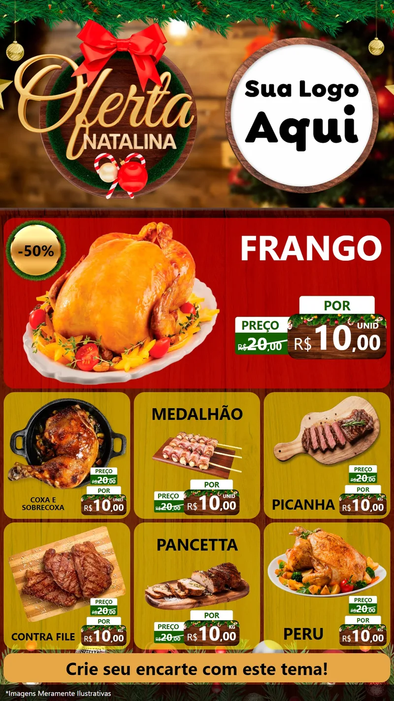 Modelo de Rede Social para Stories com o tema Ofertas Natalina para Assados