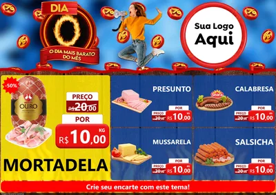 Modelo de Encarte para Encarte A4 Horizontal com o tema Dia O - O Dia Mais Barato Do Mês para Frios e Laticínios